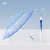 Guarda-chuva Gradiente Transparente com Cabo Longo, Celebridade da Internet Estudante, Bonito, Pequeno e Fresco, Guarda-chuva Grande Duplo Automático com Cabo Curvo