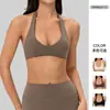 Sujetador deportivo cruzado para mujer con cuello halter y almohadillas extraíbles en el pecho, ropa de fitness, ropa interior ajustada para correr, yoga, Pilates