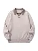 Fábrica de Origem Transfronteiriça Suéter Masculino Estilo Old Money Solto Casual Gola Lapela Manga Longa Tricô Suéter Mais Vendido