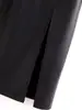 Nuevo Falda de Piel Otoño/Invierno 2026 Falda de Cintura Alta Adelgazante Línea A para Mujer Falda Bodycon Falda Larga con Abertura