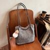 Bolso de lana a cuadros de gran capacidad para mujer, bolso de hombro de alta gama, otoño e invierno 2024