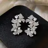 Brincos de Borboleta em Prata Banhada a Ouro Real 18K com Agulha de Prata Zircônia Exquisita Brincos Estilo Retro Francês Brincos Leves de Luxo de Alta Qualidade