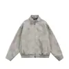 Maoqiaoyi Diseño de Moda Retro Cuello Alto Chaqueta de Cuero para Hombre Holgada Motocicleta Abrigo de Cuero Pu J26063