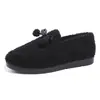 Mocassins de Pelúcia Femininos para Outono e Inverno, Sapatos Quentes com Forro de Lã e Laço de Pelo, Sapatos de Calçar para Uso Externo, Fabricante Transfronteiriço