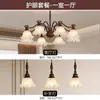 Candelabro de espectro completo estilo vintage para proteger los ojos, 6 luces, diseño de lujo francés para sala de estar, comedor, dormitorio, madera de nogal, iluminación para toda la casa, hierro forjado