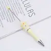 Caneta DIY com Flores e Pérolas Bordadas, Caneta Fofa Educacional Processada à Mão, Caneta Esferográfica Giratória Usável com Contas, Pronta para Venda