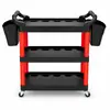 Carro plegable de herramientas para lavado y detallado de autos Wangdu, carretilla de mano multifuncional de tres niveles, estante móvil de plástico de almacenamiento
