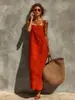 2026 Nuevo Moda Europea y Americana Transfronteriza Estilo Elegante Verano Vestido de Tirantes Cuadrado Vestido Recto para Mujer