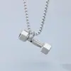 Collar Personalizado Estilo Pareja Levantamiento de Pesas Deporte Culturismo Joyería de Acero Inoxidable Colgante de Mancuerna Barra de Titanio Acero Europeo y Americano Fitness