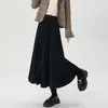 Saia midi plissada de veludo outono e inverno novo estilo temperamento cobre quadris saia de camadas saia plissada