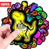 Compra direta transfronteiriça [com certificação ce.cpc] 50 adesivos criativos de esqueleto de dinossauro neon, divertido de desenho animado Raio-X