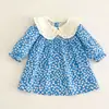 Chegada Nova Outono 2026 Vestido Floral para Meninas Gola Baby Doll Manga Longa Vestido Princesa Roupa para Bebê Menina Irmã Bolsa