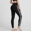Pantalones de yoga de bloques de color para mujer, de cintura alta, levanta glúteos, control de abdomen, leggings de fitness, diseño de trasero de durazno, rayados, alta elasticidad, pantalones atléticos ajustados