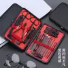 Set de cortauñas de acero inoxidable negro en stock al por mayor pinzas para cutícula cuchillo de pedicura aguja para acné herramientas de belleza