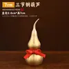 Pingente de cabaça de latão, cabaça oca de latão com acabamento banhado a ouro, pingente de decoração para carro, cabaça de cobre com nó vermelho, atacado