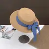 Sombrero de Paja Retro Estilo Hepburn para Mujer Estilo Coreano Color Sólido Lunares Lazo Banda Tejida Protección Solar Sombrero para el Sol Sombrero de Sombra