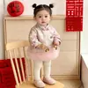 Novo Cheongsam Estilo Chinês para Bebê Menina, Traje Tang, Hanfu de Ano Novo Infantil com Forro de Fleece e Acolchoado, Vestido de Tule para Bolo, Roupa de Cumprimento de Ano Novo