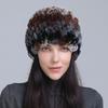 Gorro de Invierno para Mujer Transfronterizo de Piel de Conejo Rex, Gorro Trenzado de Pelo de Conejo, Gorro Espiral de Piña, Gorro Cálido Grueso