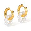 Pendientes de moda con personalidad de comercio exterior de AliExpress, pendientes de acero inoxidable con perlas de viento suave y retro con temperamento femenino, venta al por mayor