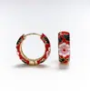Brincos de Argola Exclusivos da Moda Retro Tendência Transfronteiriços Brincos Coloridos com Gotejamento de Óleo Brincos de Design Versátil da Moda para Mulheres