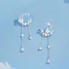 Pendientes de Borla de Mariposa Moonlight de Plata S925 para Niñas Exquisitos de Lujo Ligero con Circonita de Luna Pendientes de Regalo de Vacaciones de Gama Alta