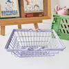 Cesta de Armazenamento Simples Sem Estampa Estilo Coreano Cesta para Miudezas Decoração de Mesa de Dormitório Carrinho de Compras Mini de Ferro