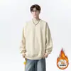 Sudadera de Felpa Sencilla y Elegante con Cuello Redondo para Hombre, Nuevo Estilo de Invierno, Top Holgado de Manga Larga Estilo Americano de Marca de Moda para Mujer