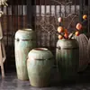 Jarrón de Piso de Cerámica de Jingdezhen Juego de Tres Piezas Hotel Club Jarrón Decorativo Suave Maceta de Gres Hecha a Mano