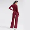 Conjunto de yoga com zíper e gola alta transfronteiriço para mulheres, conjunto casual de manga longa para fitness de secagem rápida, jaqueta esportiva versátil de alta qualidade