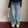 Jeans de Piercing Caliente con Pedrería de Piercing para Niñas Pierna Ancha Otoño 2026 Nuevas Llegadas Pantalones Rectos para Niños Pantalones Casuales Versátiles para Niños Modernos