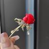 Broche Floral de Diamantes Incrustados de Rosa Transfronterizo Europeo y Americano, Temperamento Simple, Elegante, Sentido del Diseño de Moda, Accesorios Simples