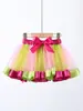 Ropa para niños estilo europeo y americano falda abullonada de arcoíris para niños falda para niñas estilo western falda de tul de malla para actuación de baile infantil