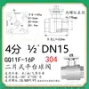 Válvula de esfera roscada de duas peças em aço inoxidável 304 q11f-16 plataforma alta rosca interna WOG alta temperatura robusta 2PC