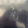 Clipe de Cachorro Giratório Conjunto de Corrente de Quatro Seções Conjunto de Três Peças, Clipe de Cachorro com Fivela em Oito, Mosquetão, Pingente de Contas, Chaveiro com Mosquetão