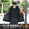Nuevo abrigo de algodón de invierno para guardia de seguridad, uniforme táctico negro para clima frío, ropa de invierno engrosada, chaqueta de algodón de longitud media