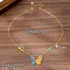 Collar con Borla de Mariposa Estilo Palacio con Goteo de Aceite para Mujer Cadena para Clavícula de Mariposa Flor de Amor Dorada Arena Vietnamita Tendencia Joyería Yiwu Oro de Imitación