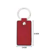 Llavero rectangular de piel sintética con láser, llavero en blanco de doble cara para cinturón, llavero redondo de piel, llavero para imprimir DIY