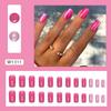 Manicura de uñas postizas de color rosa Barbie Aurora flash, longitud media, cuadrada europea, estilo dulce y atrevido de Instagram, manicura mixta