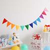 Bandera de fieltro colorida con forma de triángulo para decoración de fiestas de cumpleaños, flores para habitación de niños, decoración colgante para jardín de infantes.
