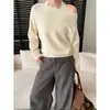 Sinnan Início da Primavera Novo Estilo Francês Estilo Gentil Regata de Gola Halter Suéter de Tricô Solto Off-Shoulder Conjunto Sn8564