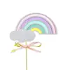 Decoración de pastel serie arcoíris globo aerostático tridimensional nubes luna meteoro color láser tarjeta tarjeta de fiesta plug-in