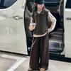 Conjunto de Colete de Tricô para Meninas Estilo Coreano Outono Inverno 2026 Novo Estilo Crianças de Tamanho Médio e Grande Roupas de Inverno para Meninas Conjunto Casual de Três Peças com Pelúcia