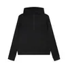 Moletom com Capuz Personalizado de Outono Feminino Lã Quente Casual Meio Zíper Camada Base Hoodie Veludo Plus Toque de Luxo