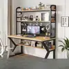 Mesa de computador de mesa para apartamentos pequenos, adequada para uso doméstico, estudantes e imóveis para aluguel; escrivaninha de estudo com painel perfurado e estante integrada