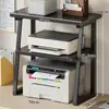Pequena prateleira para impressora, prateleira de camada dupla na mesa, armazenamento de copiadora para mesa de escritório, suporte de mesa