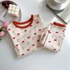 Pijama para Niños y Niñas Categoría a Primavera y Otoño Cuello Redondo Dibujos Animados Set de Ropa Interior Bebé 280g Lana Pull-Up Ropa para el Hogar