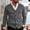 Suéter para hombre transfronterizo de Amazon Otoño e Invierno Nuevo Tejido para hombre Cuello en V Manga Larga Ajustado Cárdigan Suéter