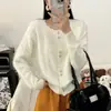 Cárdigan de punto jacquard con borlas, dulce y elegante, estilo coreano, suéter versátil de color liso para otoño e invierno para mujer