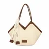 Bolsa de Palha Trançada Feminina Grande Capacidade 2025 Nova Verão Versátil Bolsa de Ombro Textura Popular Sacola Tote para Trabalho