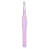 Set de ganchillos sólidos directo de fábrica, color metal aluminio, ganchillos de silicona con mango suave, paquete de 12
